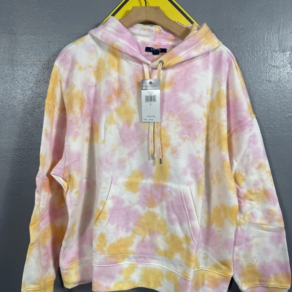 Chaps by Ralph Lauren Sz.‎ Large Pink/Orange/Cream Tie-Dye Hoodie NWT